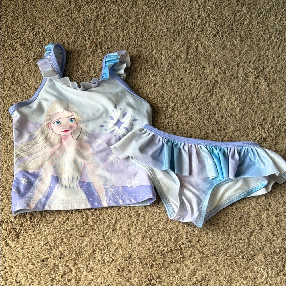 Girls' Elsa Frozen Two-Piece Ruffle Swimsuit - size 6